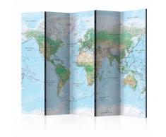 Paravento 5 Pannelli - World Map 225x172cm Erroi...