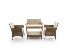 Set Salotto Da Giardino Divano Tavolo E 2 Poltrone In Polyrattan T...