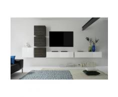 Parete Attrezzata Mobili Salotto 6 Mobili Sospesi 159x401x31cm Tft...