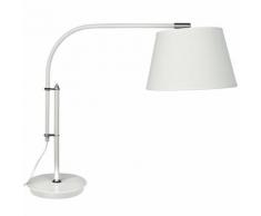 Lampada Da Tavolo Moderna Metallo Bianco Paralume Tessuto Bianco S...