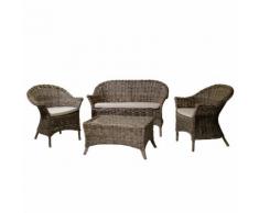 Set Salotto Da Giardino 2 Poltrone Tavolino Divano In Rattan Adami...