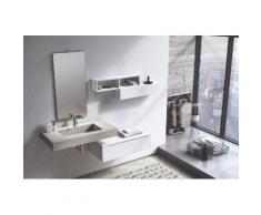 Mobile Bagno Sospeso 90 Cm Lavabo Specchio Lampada A Led E 2 Pensi...