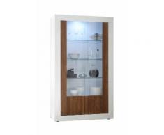 Mobile Vetrina 2 Ante 110x42x191 Cm In Legno Tft Lipari Bianco E N...