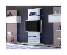 Mobile Tv A Torre 2 Mensole In Vetro 104x50x169cm Tft Primo Bianc...