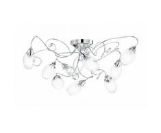 Plafoniera Metallo Cromato Decoro Cristallo K9 Paralumi Vetro Lamp...