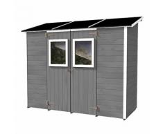Casetta Box Capanno In Legno Grigia Per Attrezzi Con 2 Porte E Fin...