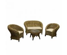 Set Salotto Da Giardino 2 Poltrone Tavolino Divano In Rattan Adami...