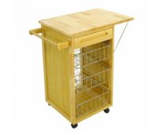 Carrello Da Cucina In Legno Della Gomma 3 Cestelli E Cassetto Con ...