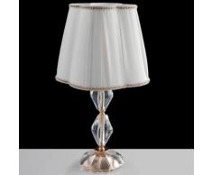 Lume Cristallo Finiture Cromo Paralume Tessuto Lampada Classica E1...