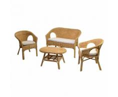 Set Salotto Da Giardino 2 Poltrone Tavolino Divano In Rattan Adami...