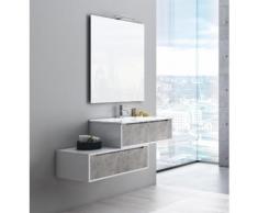 Mobile Bagno Sospeso 90 Cm Lavabo Specchio E Lampada A Led Tft Bel...