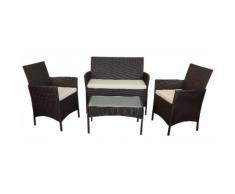 Set Da Giardino Divano 2 Poltrone E Tavolino In Polyrattan Soriani...