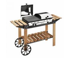 Barbecue A Gas Gpl Con Doppia Piastra In Ghisa Ferraboli Legno Ino...