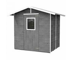 Casetta Box Capanno In Legno Grigia Per Attrezzi Con Porta E Fines...