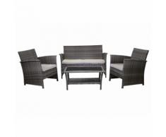 Set Da Giardino Divano 2 Poltrone E Tavolino In Polyrattan Adami D...