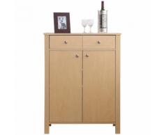 Scarpiera Con 2 Ante E Cassetti In Legno Naturale 80x34x104 Cm Ben...