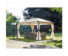 Gazebo Da Giardino In Ferro 3x4m Vorghini Iron Sabbia...