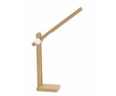 Lampada Da Tavolo Scrivania Compasso Legno Led 4,5 Watt Luce Calda...