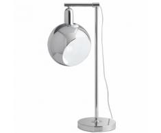 Lampada Da Tavolo Paralume Sferico Orientabile Metallo Cromato Mod...