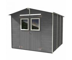 Casetta Box Capanno In Legno Grigia Per Attrezzi Con 2 Porte E Fin...