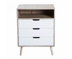 Cassettiera Moderna Con 3 Cassetti In Legno Stile Nordico 60x40x78...