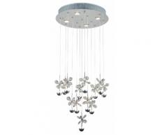 Plafoniera Metallo Fiori In Cristallo K9 Lampada Interni Led 21 Wa...