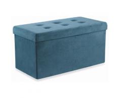 Baule Cassapanca Pouf Contenitore In Velluto Soriani Blu...