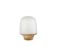 Maisons du Monde Lampada in legno di mango e vetro smerigliato