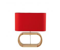 Maisons du Monde Lampada in legno di frassino con abat-jour rosso