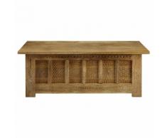 Cassapanca in legno massello di mango scolpito L.140cm Tibet