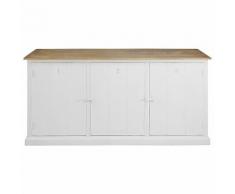 Credenza a 3 ante bianco in legno massello di mango Figuerolles