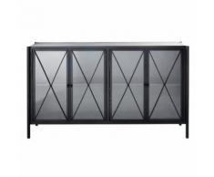 Credenza a 4 ante in vetro e metallo nero Hemingway