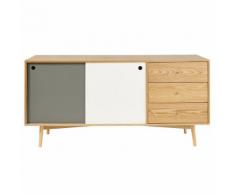 Credenza bassa lunga a 2 ante e 3 cassetti tricolore Whisper