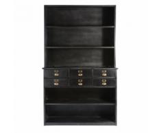 Credenza stile industriale a 6 cassetti in metallo nera Edison