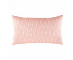 Cuscino da esterno rosa a motivi grafici bianchi, 30x50