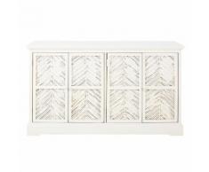 Credenza a 4 porte in legno massello di mango bianca Tatawi
