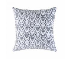 Cuscino da esterno bianco a motivi grafici blu, 45x45