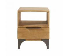Comodino a 1 cassetto in legno massello di mango Metropolis