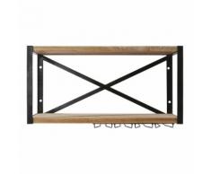 Scaffale da parete per cucina in metallo grigio e legno massello di mango Melchior