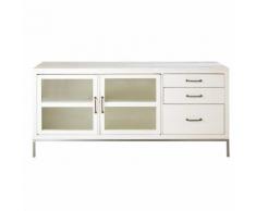 Credenza a 2 ante e 3 cassetti in pino riciclato bianca Sarzeau