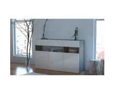 Credenza Potenza a 3 ante - Bianco/Cemento