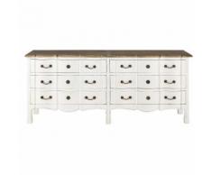 Comò 6 cassetti bianco in acacia e mango Versailles