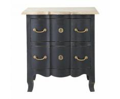 Comodino nero 2 cassetti in acacia e mango Versailles