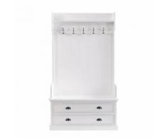 Mobile bianco da ingresso con 5 attaccapanni L 110 cm Newport