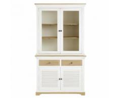 Credenza a 4 ante e 2 cassetti in legno massello di mango bianca Cezembre