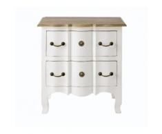 Comodino bianco in acacia e mango 2 cassetti Versailles