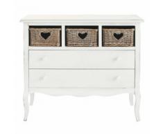 Comò cuore a 2 cassetti bianco Gabrielle