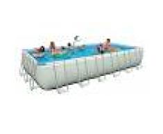 Caesaroo PISCINA FUORITERRA RETTANGOLARE SCALETTA POMPA A SABBIA TELO TERRA E COPERTURA RECT ULTRA FRAME C/F