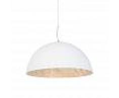 QAZQA Lampada a sospensione moderna tonda bianca/argento 70cm - MAGNA