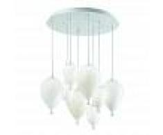 Ideal Lux Lampadario id-clown sp8 g9 vetro bianco artigianale moderno goccia interno ip20